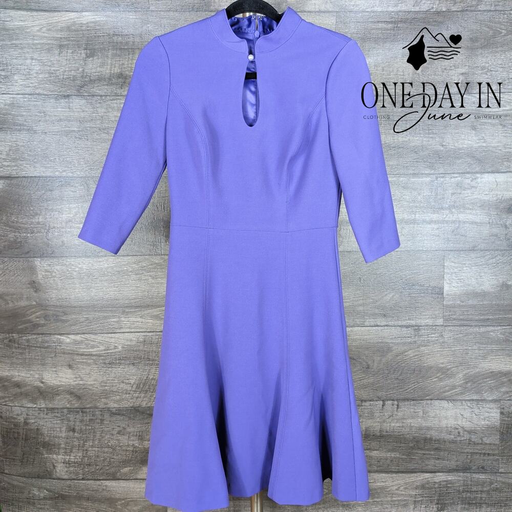 White House Black Market Keyhole Fit Flare Dress Purple Hyacinth NWT Size 0